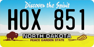 ND license plate HOX851