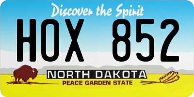 ND license plate HOX852