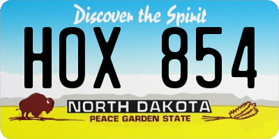 ND license plate HOX854