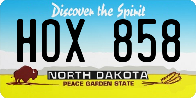 ND license plate HOX858