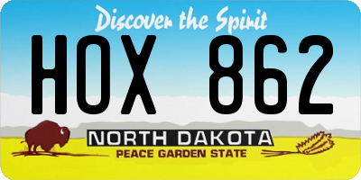 ND license plate HOX862