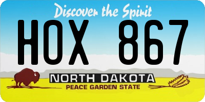 ND license plate HOX867