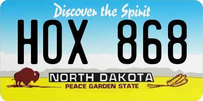 ND license plate HOX868