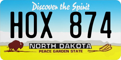 ND license plate HOX874
