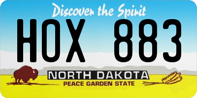 ND license plate HOX883