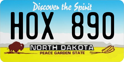 ND license plate HOX890