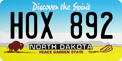 ND license plate HOX892