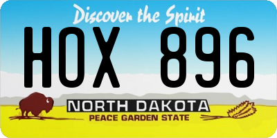 ND license plate HOX896