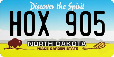 ND license plate HOX905