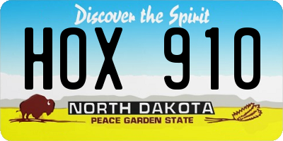 ND license plate HOX910