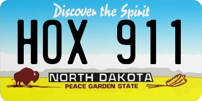 ND license plate HOX911