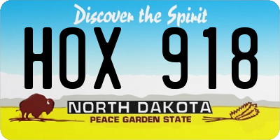 ND license plate HOX918