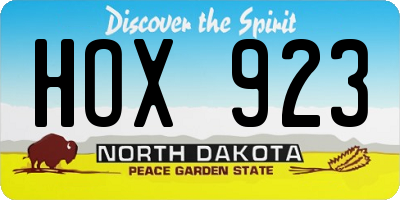 ND license plate HOX923