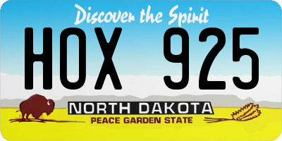 ND license plate HOX925