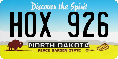 ND license plate HOX926