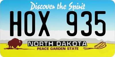 ND license plate HOX935