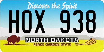 ND license plate HOX938