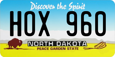 ND license plate HOX960