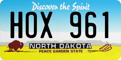 ND license plate HOX961