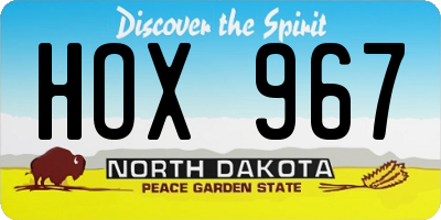 ND license plate HOX967