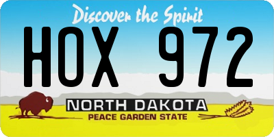 ND license plate HOX972