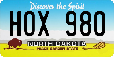 ND license plate HOX980