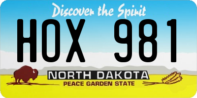 ND license plate HOX981