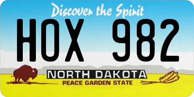 ND license plate HOX982