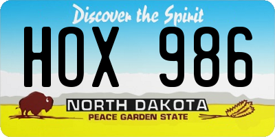 ND license plate HOX986