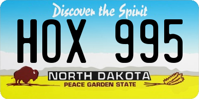 ND license plate HOX995