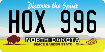ND license plate HOX996