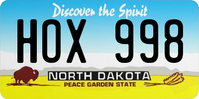 ND license plate HOX998