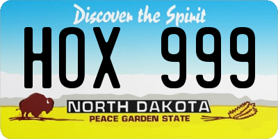 ND license plate HOX999