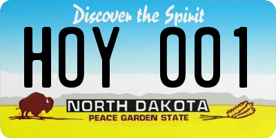 ND license plate HOY001