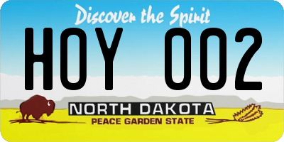 ND license plate HOY002