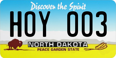 ND license plate HOY003