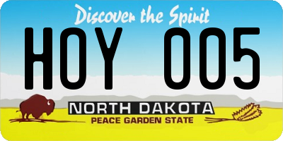 ND license plate HOY005
