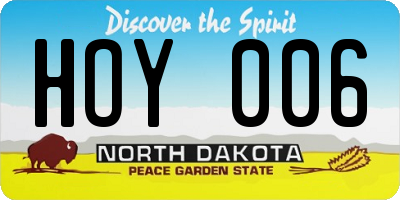 ND license plate HOY006