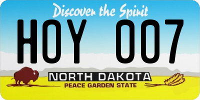 ND license plate HOY007