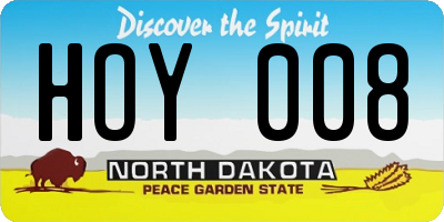 ND license plate HOY008