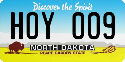 ND license plate HOY009