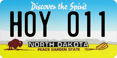 ND license plate HOY011