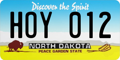 ND license plate HOY012
