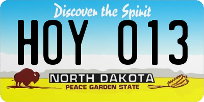 ND license plate HOY013