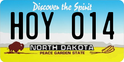 ND license plate HOY014