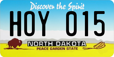 ND license plate HOY015
