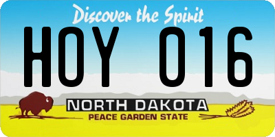 ND license plate HOY016