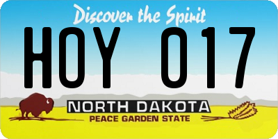 ND license plate HOY017