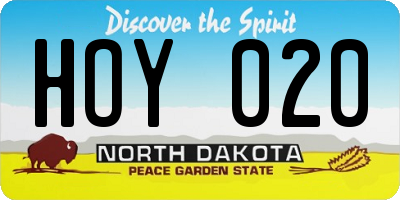 ND license plate HOY020