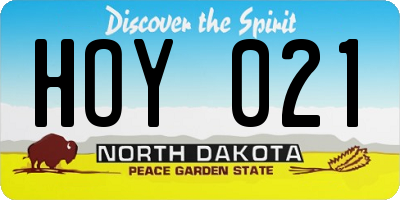 ND license plate HOY021